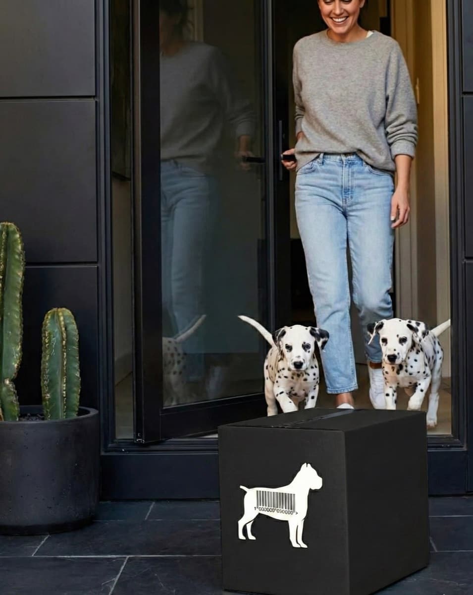 Puptubz delivery box with excited dogs